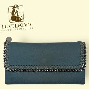 FEATHER BLUE FALABELLA SHAGGY DEER FLAP WALLET